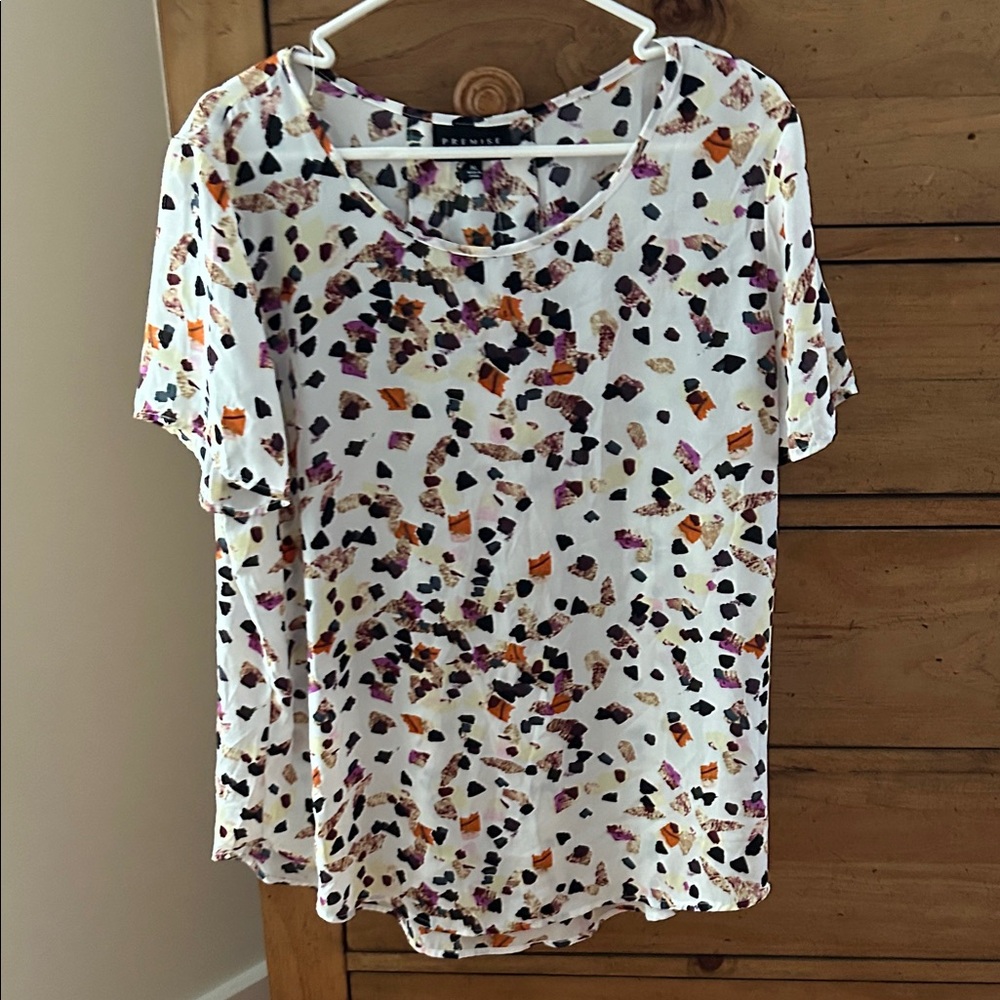 Premis Women's Blouse - White with Multicolor Pattern
